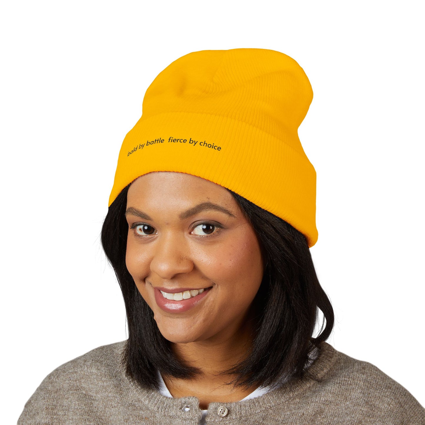 Bald by Battle, Fierce by Choice Embroidered Beannie