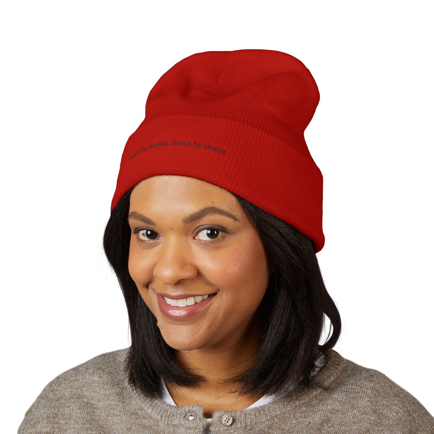 Bald by Battle, Fierce by Choice Embroidered Beannie