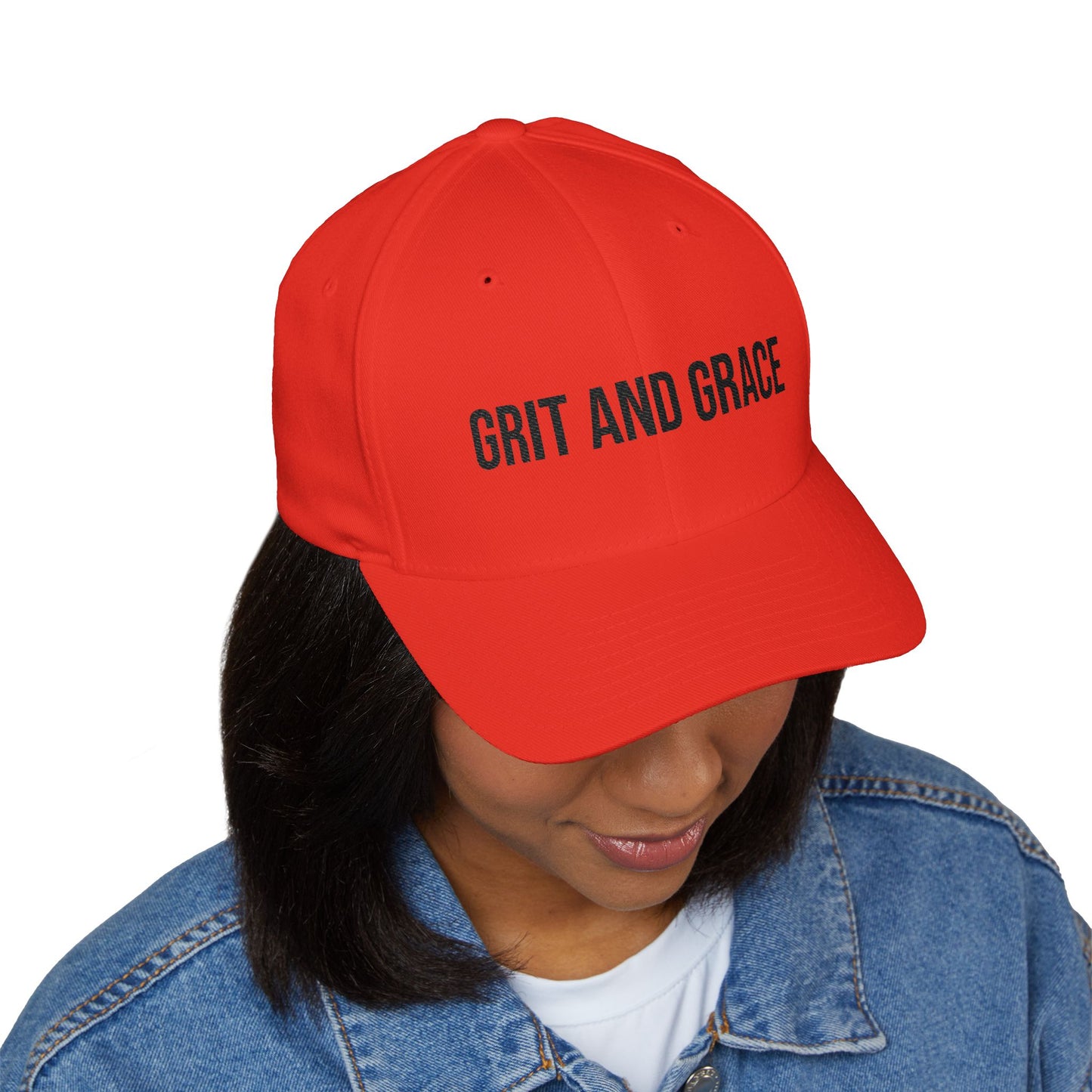 Grit and Grace Embroidered Hat (Flex Fit- no opening in the back)