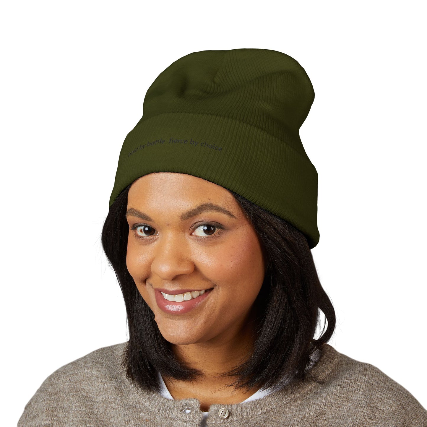 Bald by Battle, Fierce by Choice Embroidered Beannie