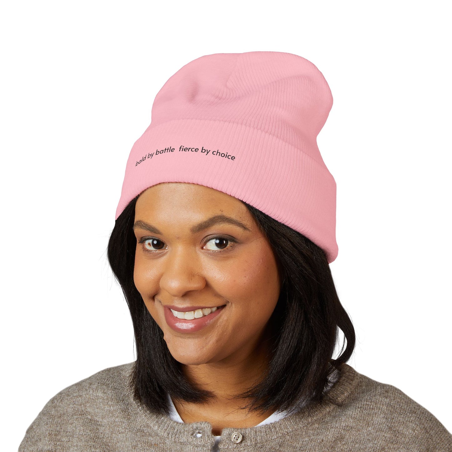 Bald by Battle, Fierce by Choice Embroidered Beannie